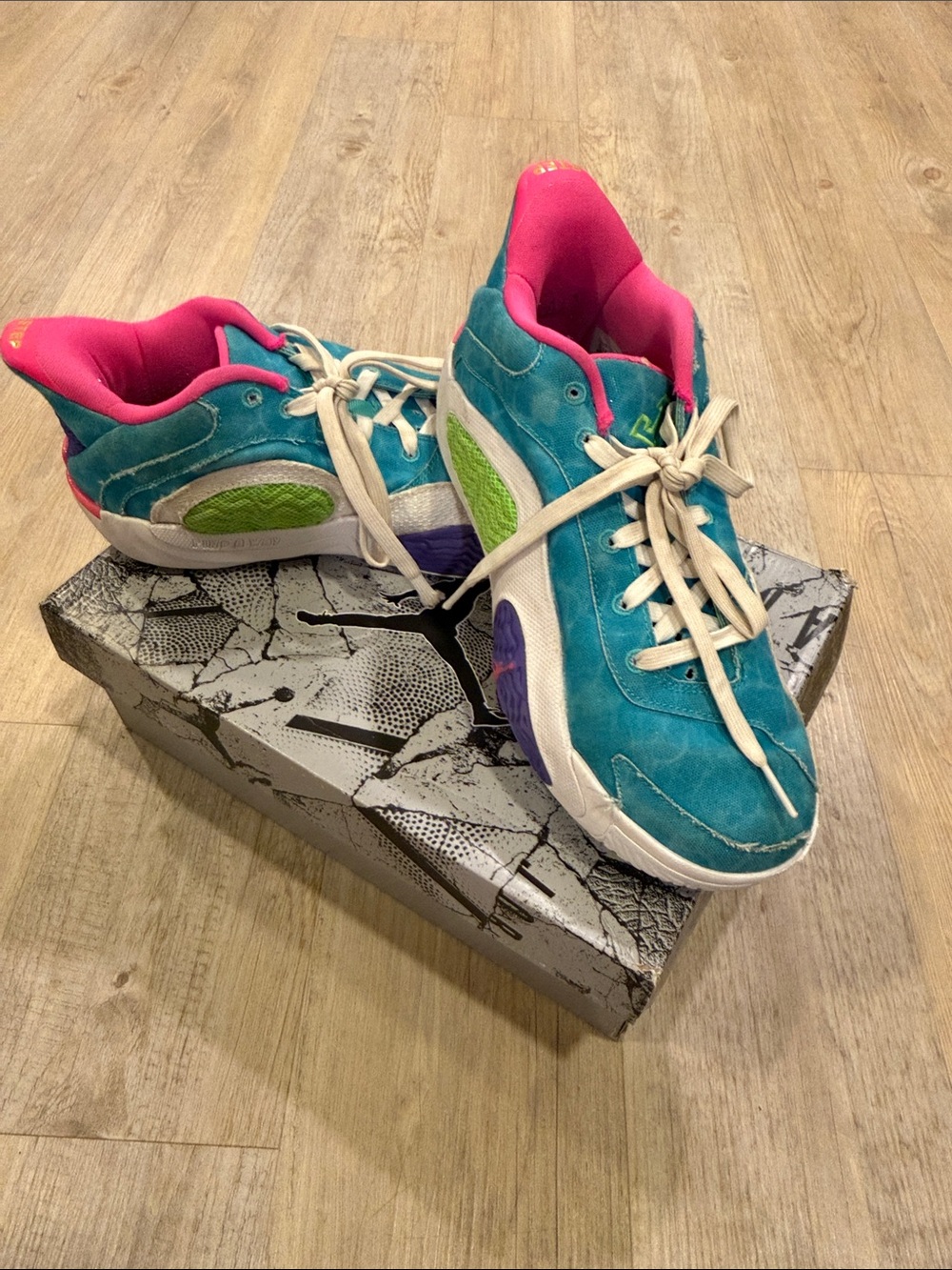 Jordan Teal & Pink basketball sneakers